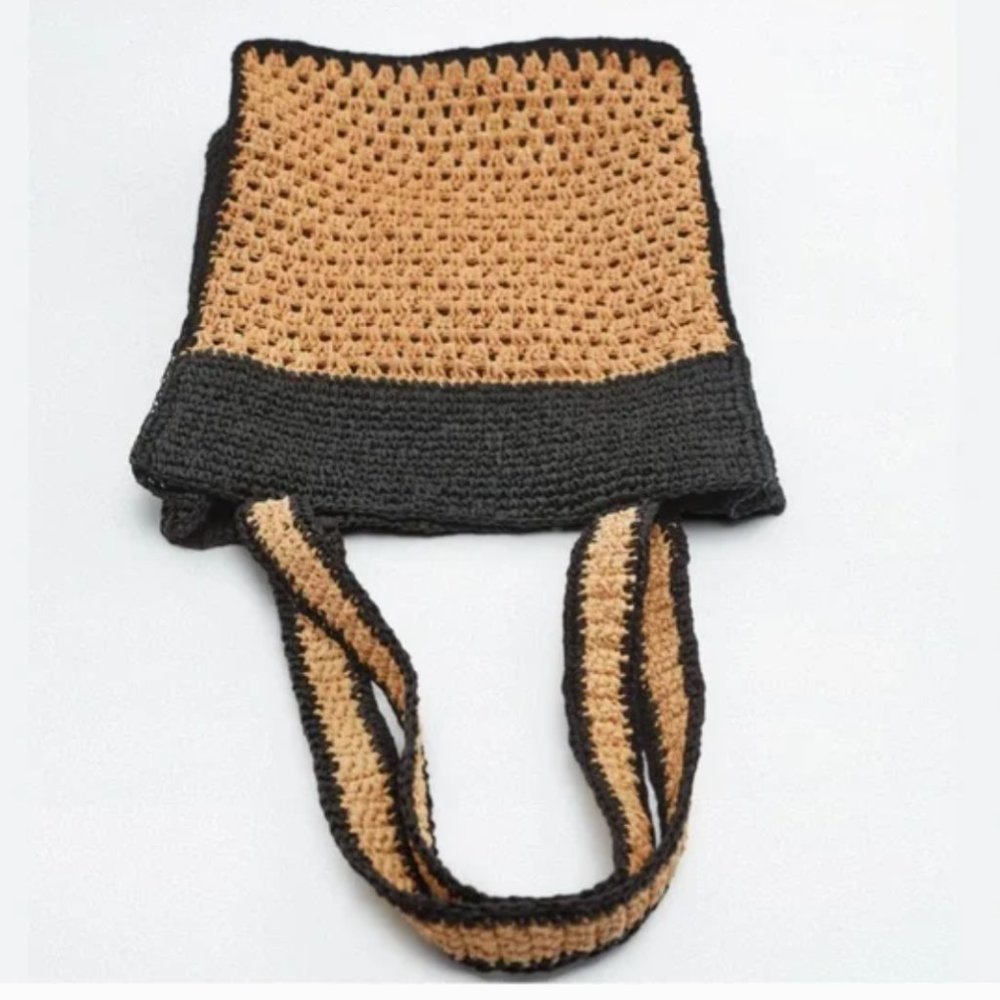 ZARA CONTRAST WOVEN TOTE BAG - Picture 3 of 4